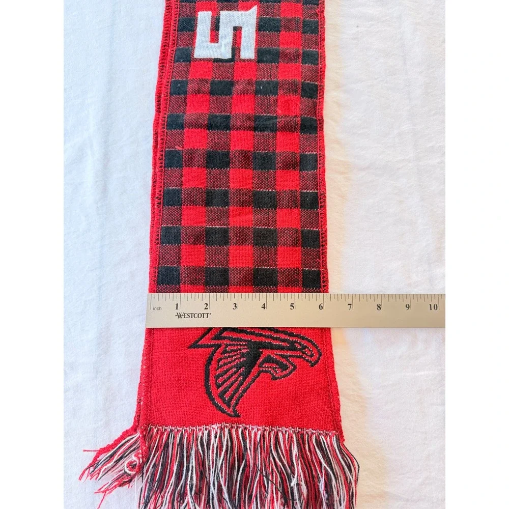 FOCO Atlanta‎ Falcons Scarf Red Black Buffalo Plaid Knit Fringe STA0618-00001